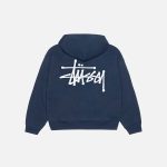 stussy basic hoodie navy