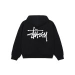 stussy basic zip hoodie black