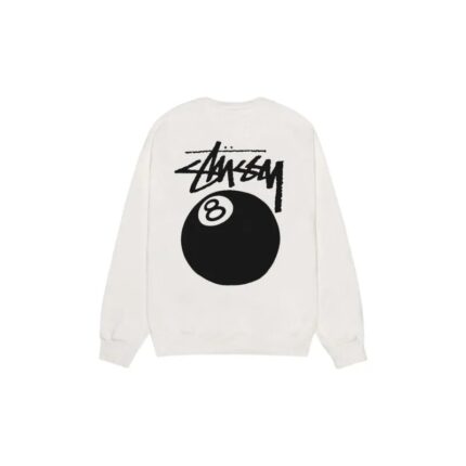 Stussy 8 Ball Pigment Dyed Crew white